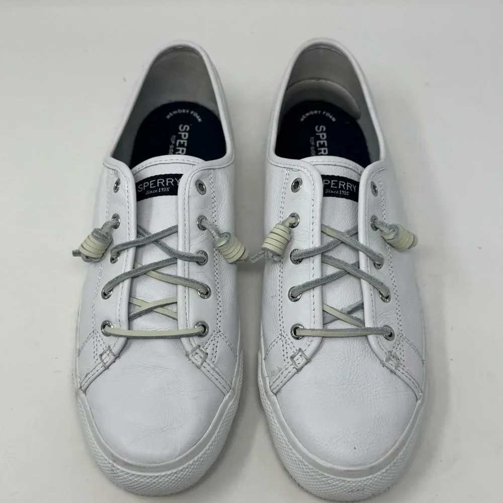 SPERRY | White Leather Lace Up Slip On Sneakers Women’s Size 12